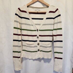 Aeropostale Cardigan Women's S/P Button Front Striped Long Sleeve V-Neck Pockets